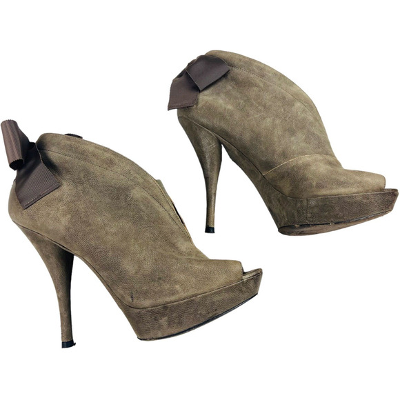 Vera Wang Womens Royce Back Bow Stiletto Heels Peep Toe Pump Brown Size 10M - Picture 2 of 13